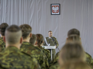 Komendant Warmińsko-Mazurskiego Oddziału Straży Granicznej gen. bryg. SG Daniel Wojtaszkiewicz podczas przemówienia Komendant Warmińsko-Mazurskiego Oddziału Straży Granicznej gen. bryg. SG Daniel Wojtaszkiewicz podczas przemówienia