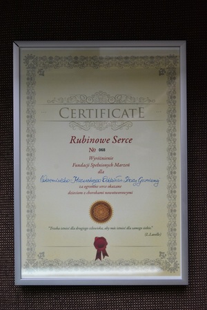 Certyfikat „Rubinowe Serce” 